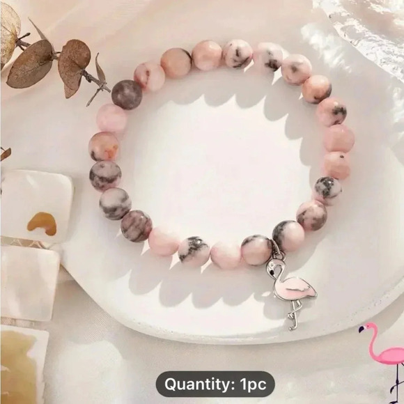 Flemming Bracelet Pink Brown Gray Earthtones Beads - Picture 4 of 9